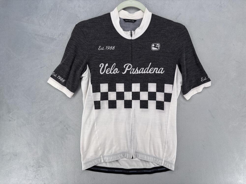 Giordana Shirt Mens Small Gray Velo Pasadena Ringer Cycling Zip Jersey Polyester